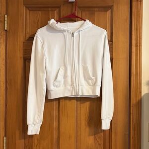 Hollister White Zip-Up Hoodie Jacket